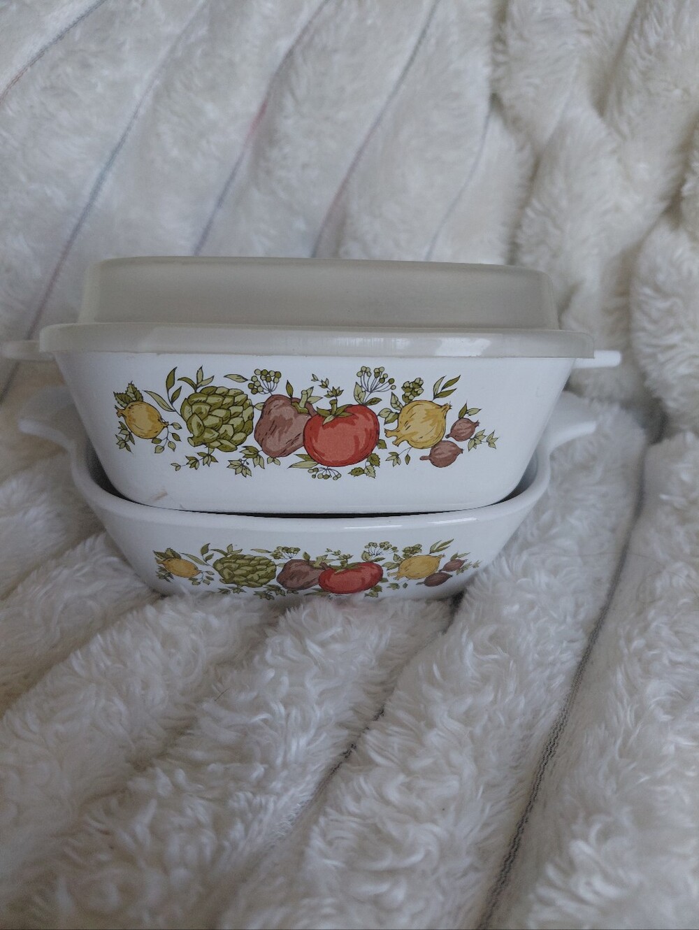 P-41-B Spice Of Life Corning Ware 1 3/4 Cup Set Of 2 With One Plastic Lid